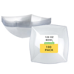 Moderna 128 oz Square Clear Plastic Serving Bowl - 12