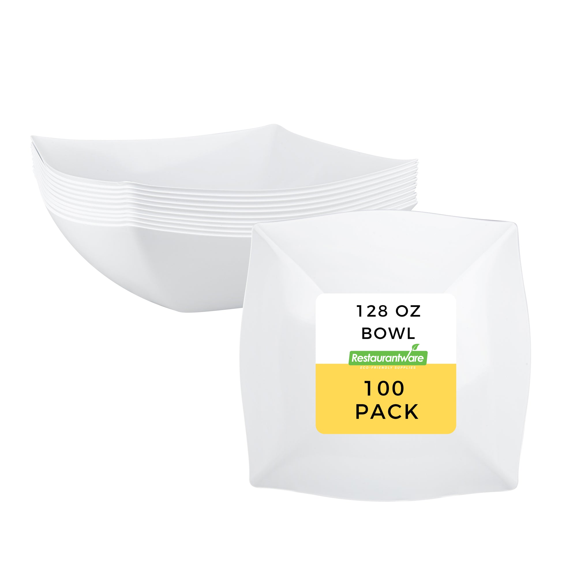 Moderna 128 oz Square White Plastic Serving Bowl - 12" x 12" x 4" - 40 count box