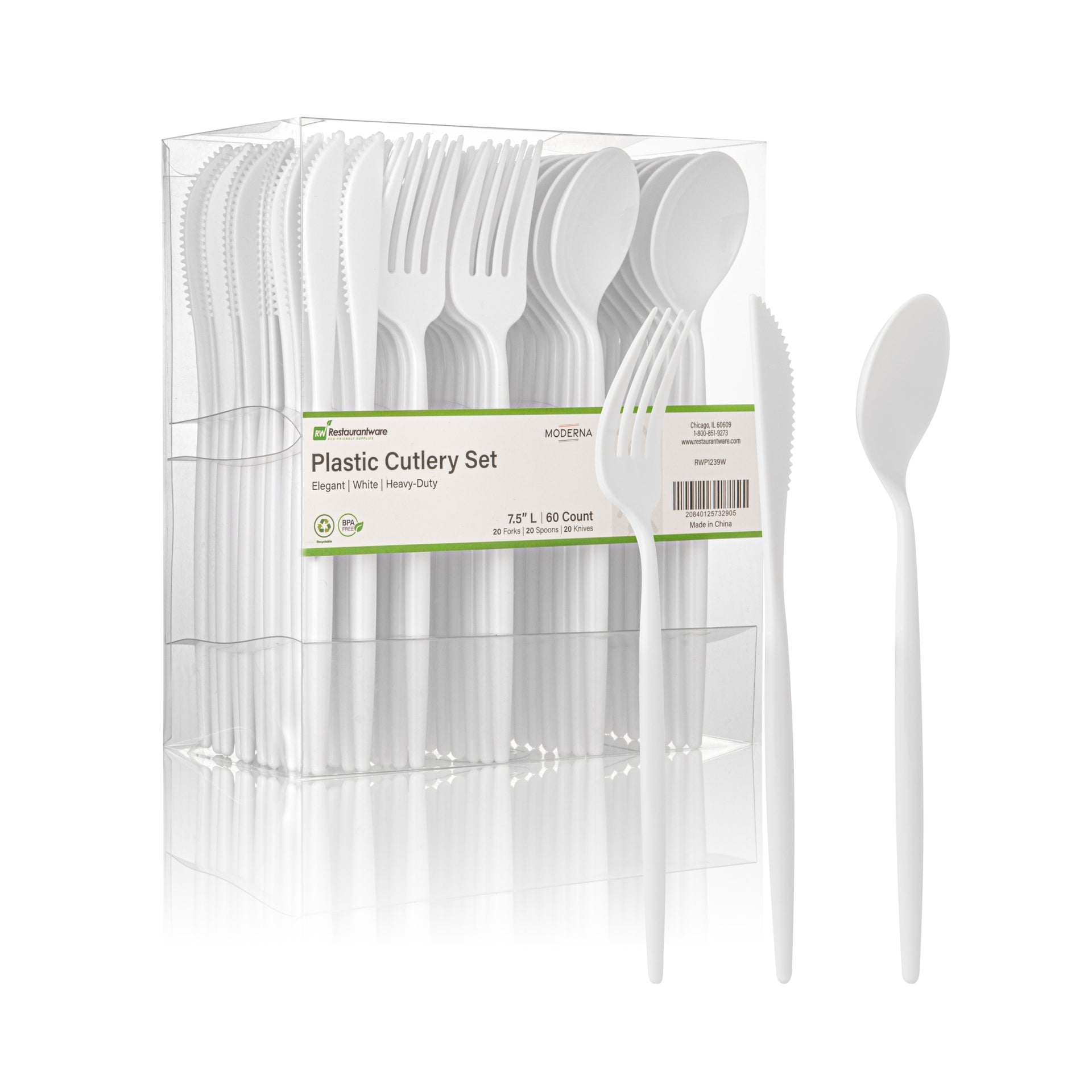 Moderna White Plastic Cutlery Set - 7 1/2" - 60 count box