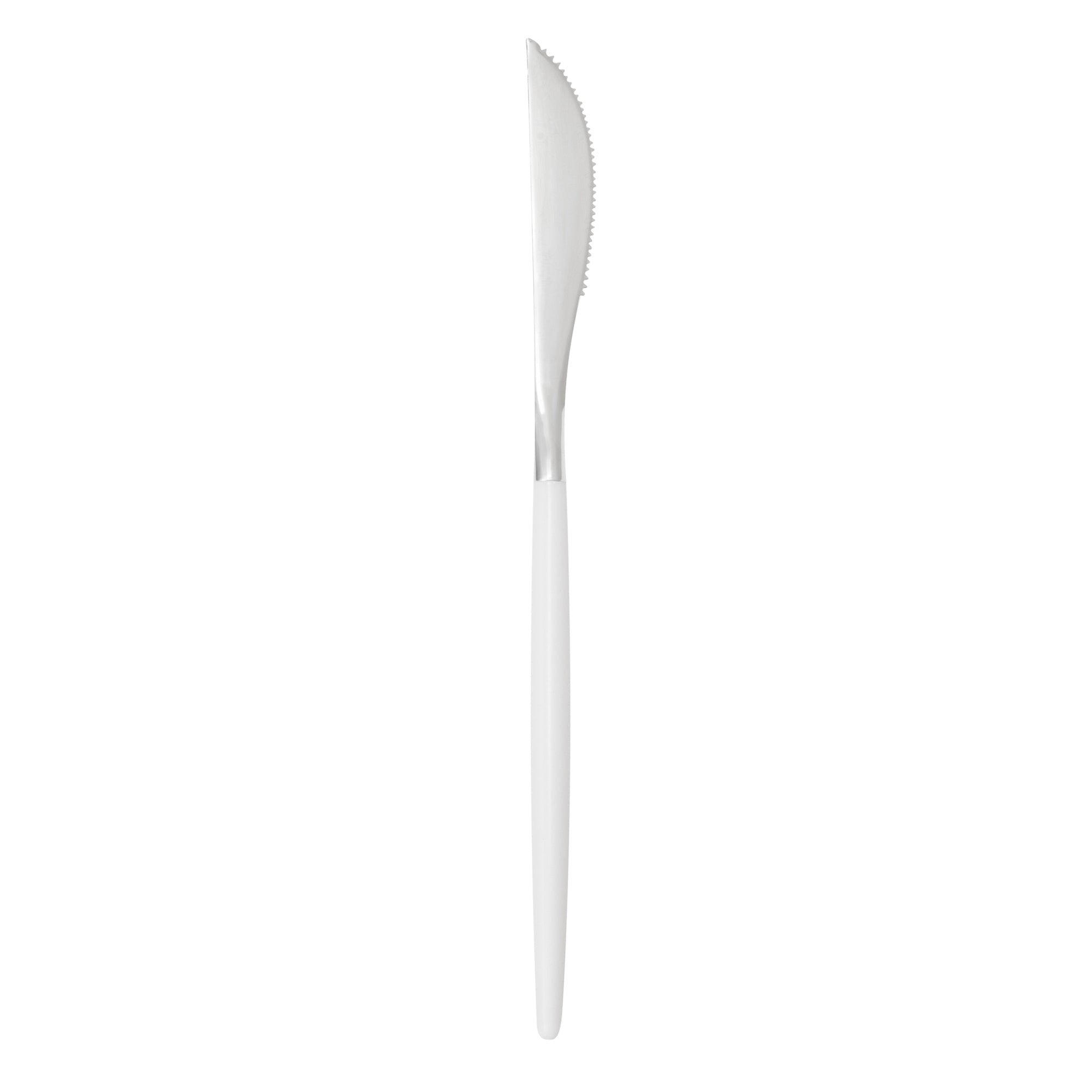 Moderna Silver Plastic Knife - with White Handle - 7 3/4" - 50 count box