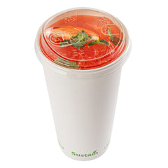 Sustain Clear PLA Plastic Straw or Sip Cold Cup Lid - Fits 9, 12, 16, 20 and 22 oz, Compostable - 1000 count box