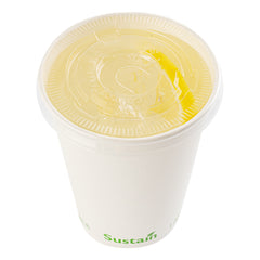 Sustain Clear PLA Plastic Cold Cup Flat Lid - Fits 9, 12, 16, 20 and 22 oz, Compostable - 50 count box