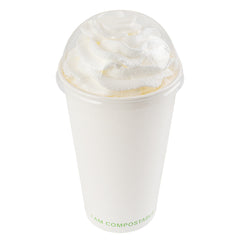 Sustain Clear PLA Plastic Cold Cup Dome Lid - Fits 9, 12, 16, 20 and 22 oz, Compostable - 1000 count box