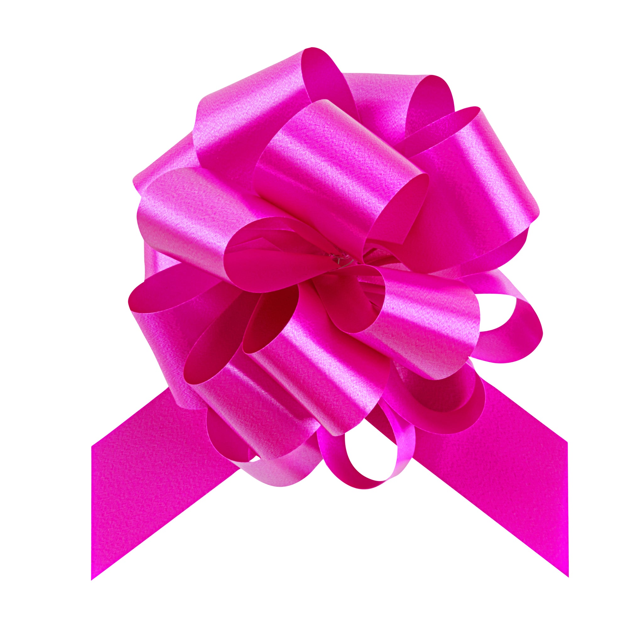 Gift Tek Hot Pink Plastic Flora Satin Pull Bow - 5 1/2" - 10 count box