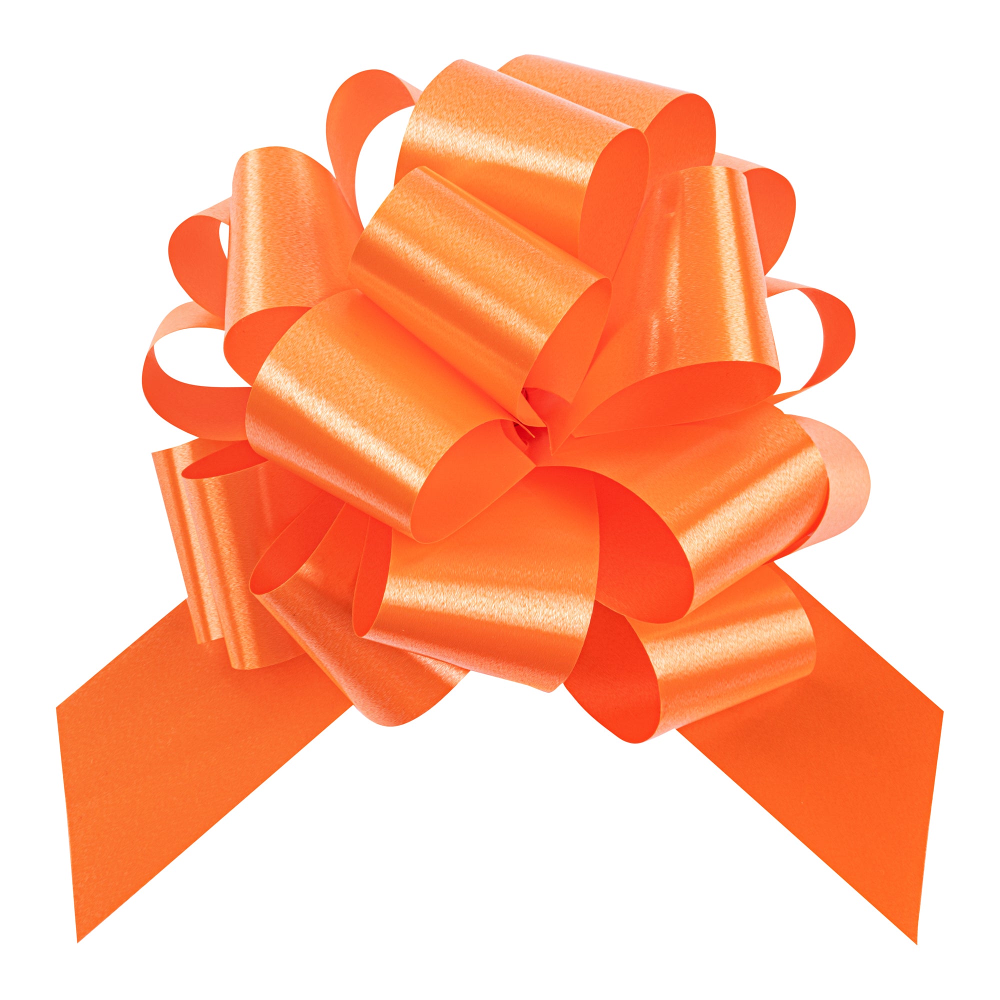 Gift Tek Orange Plastic Flora Satin Pull Bow - 5 1/2" - 10 count box