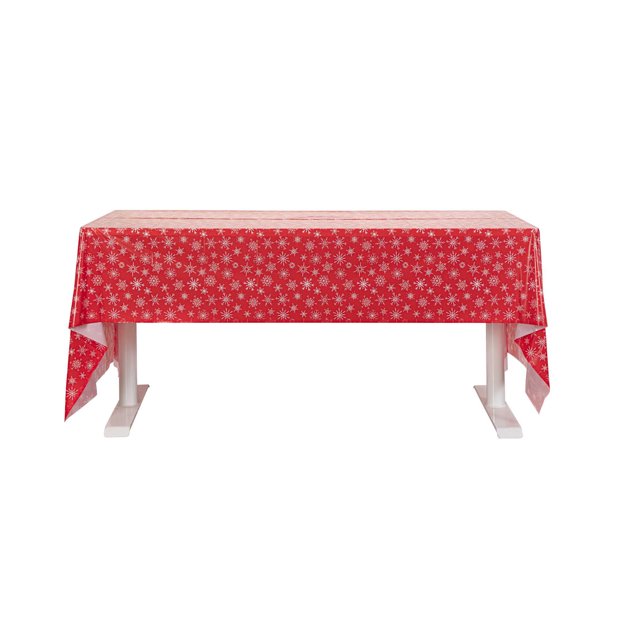 Table Tek Rectangle Christmas Snowflake Plastic Table Cover - 108" x 54" - 120 count box