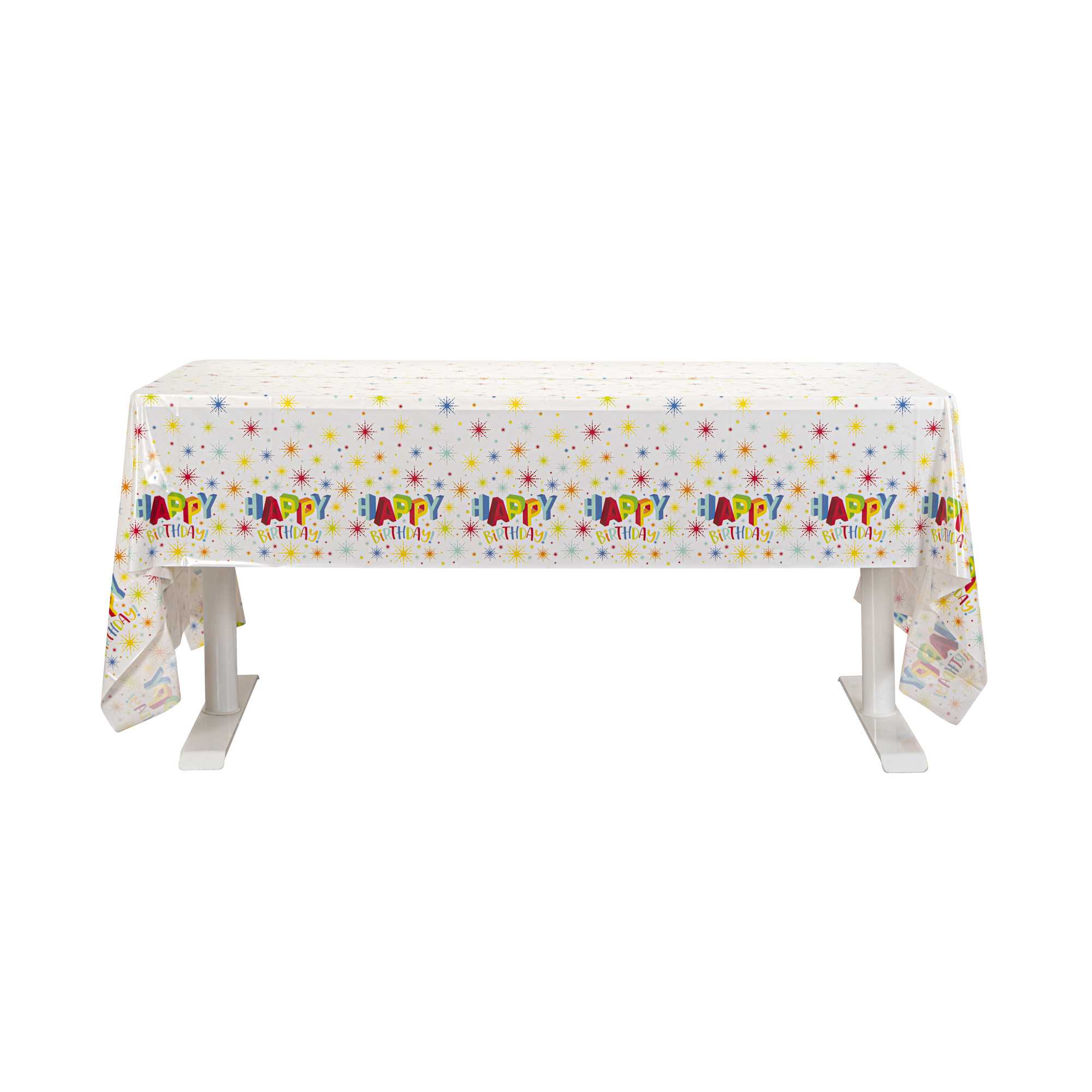 Table Tek Rectangle Happy Birthday Plastic Table Cover - 108" x 54" - 2 count box