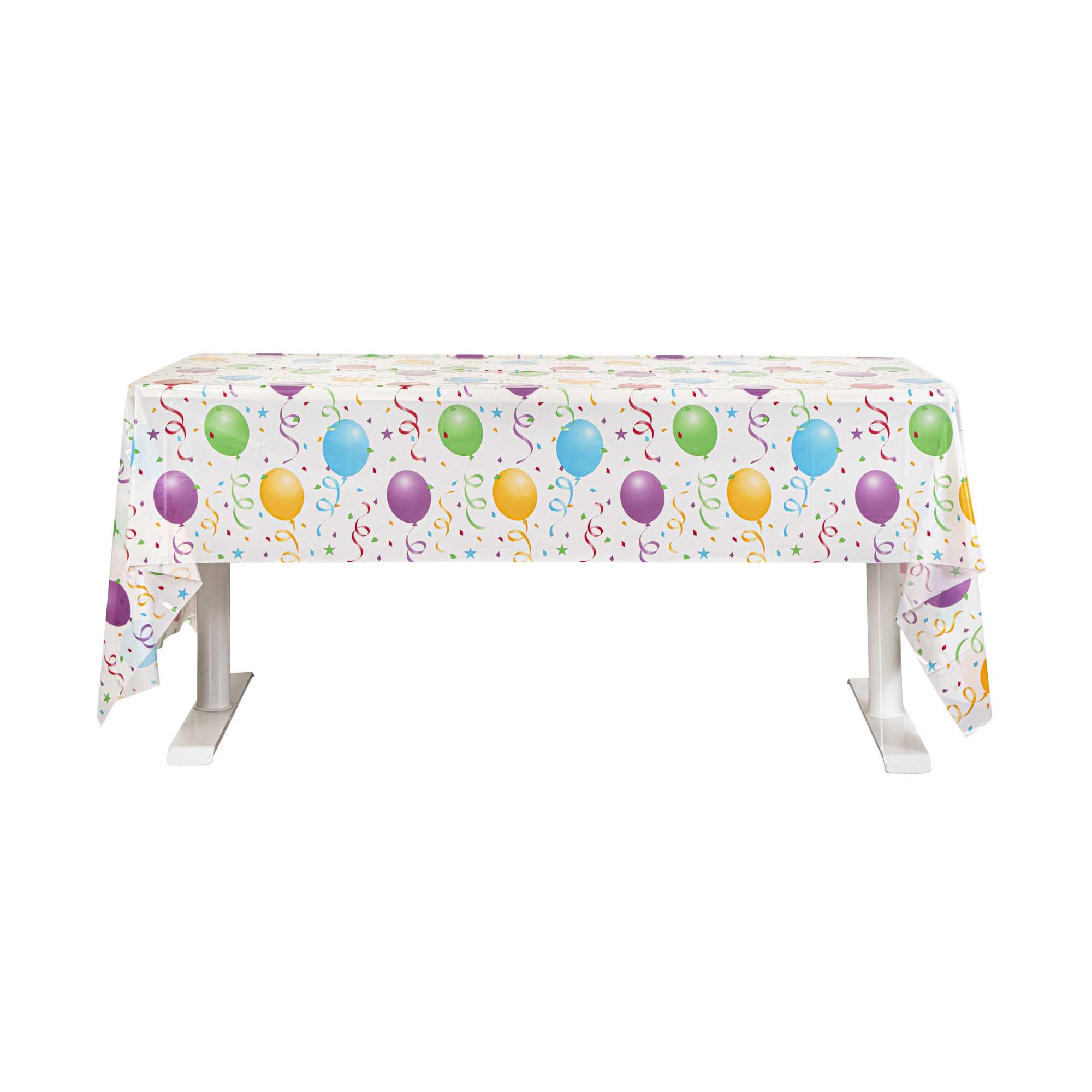 Table Tek Rectangle Assorted Balloon Plastic Table Cover - 108" x 54" - 2 count box
