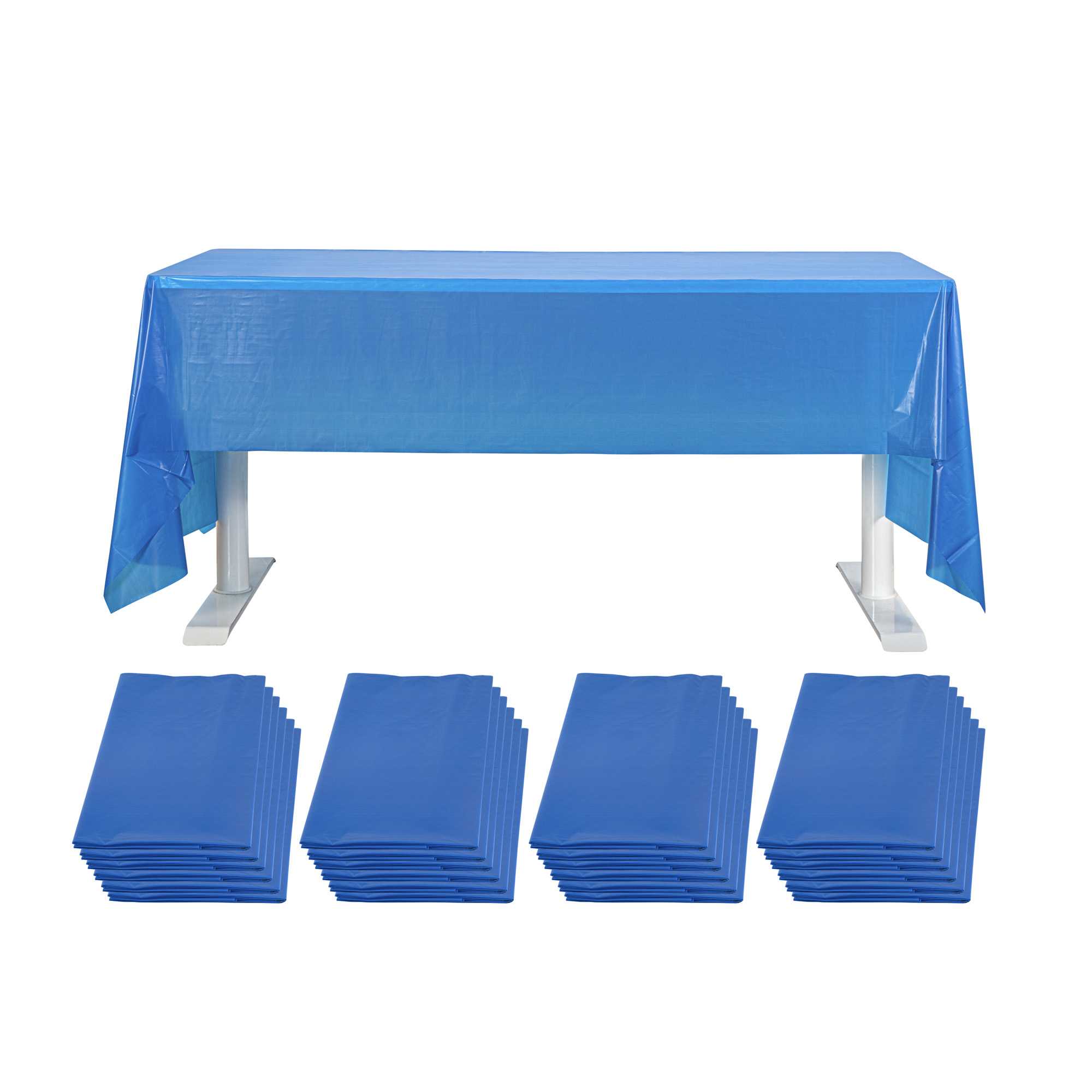 Table Tek Rectangle Navy Blue Plastic Table Cover - 108" x 54" - 2 count box