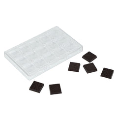 Pastry Tek Polycarbonate Square with Lines Candy / Chocolate Mold - 15-Compartment - 10 count box