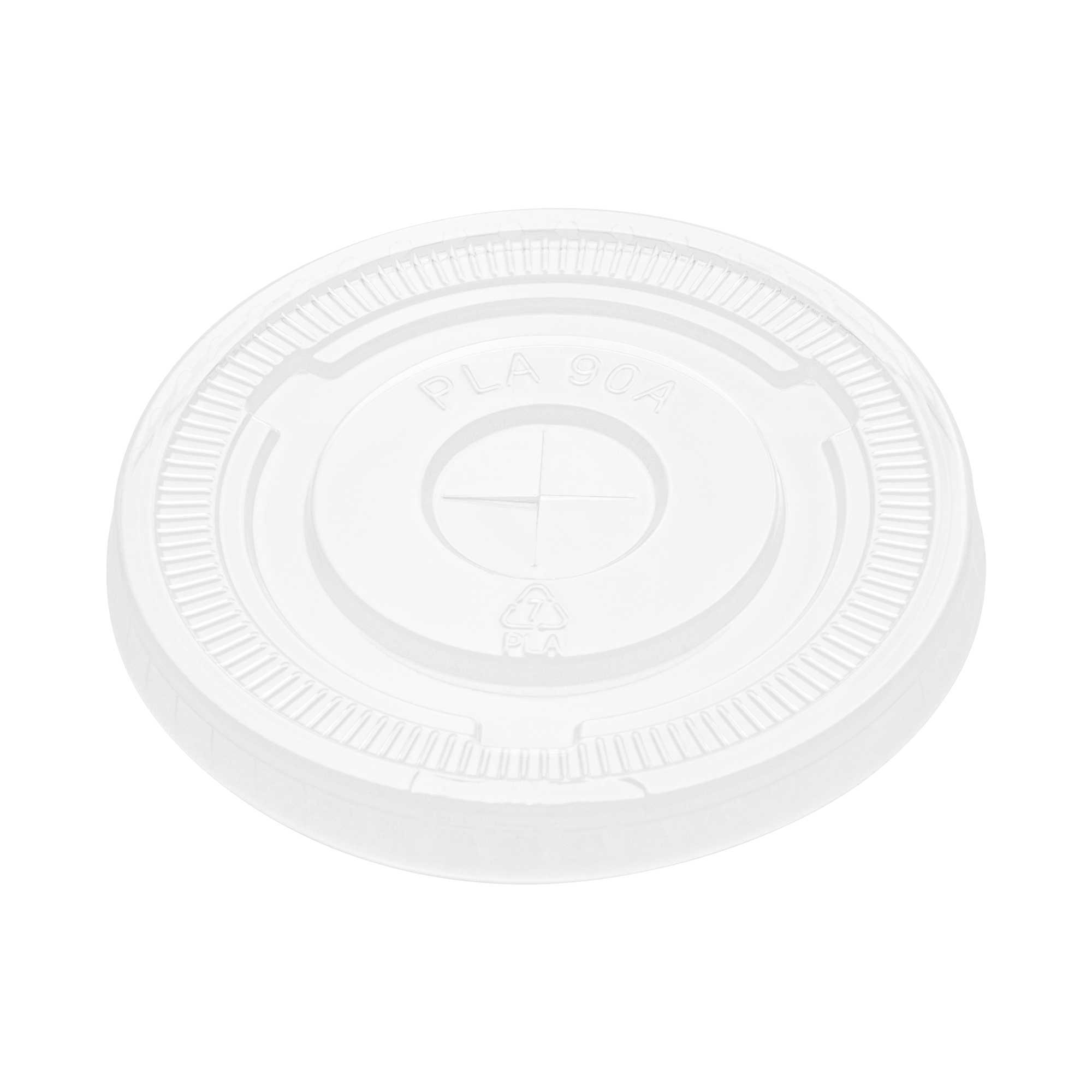 Sustain Round Clear PLA Plastic Flat Lid - Fits 12, 16, and 24 oz Cups, Compostable - 3 1/2" x 3 1/2" - 1000 count box