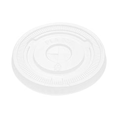 Sustain Round Clear PLA Plastic Flat Lid - Fits 12, 16, and 24 oz Cups, Compostable - 3 1/2