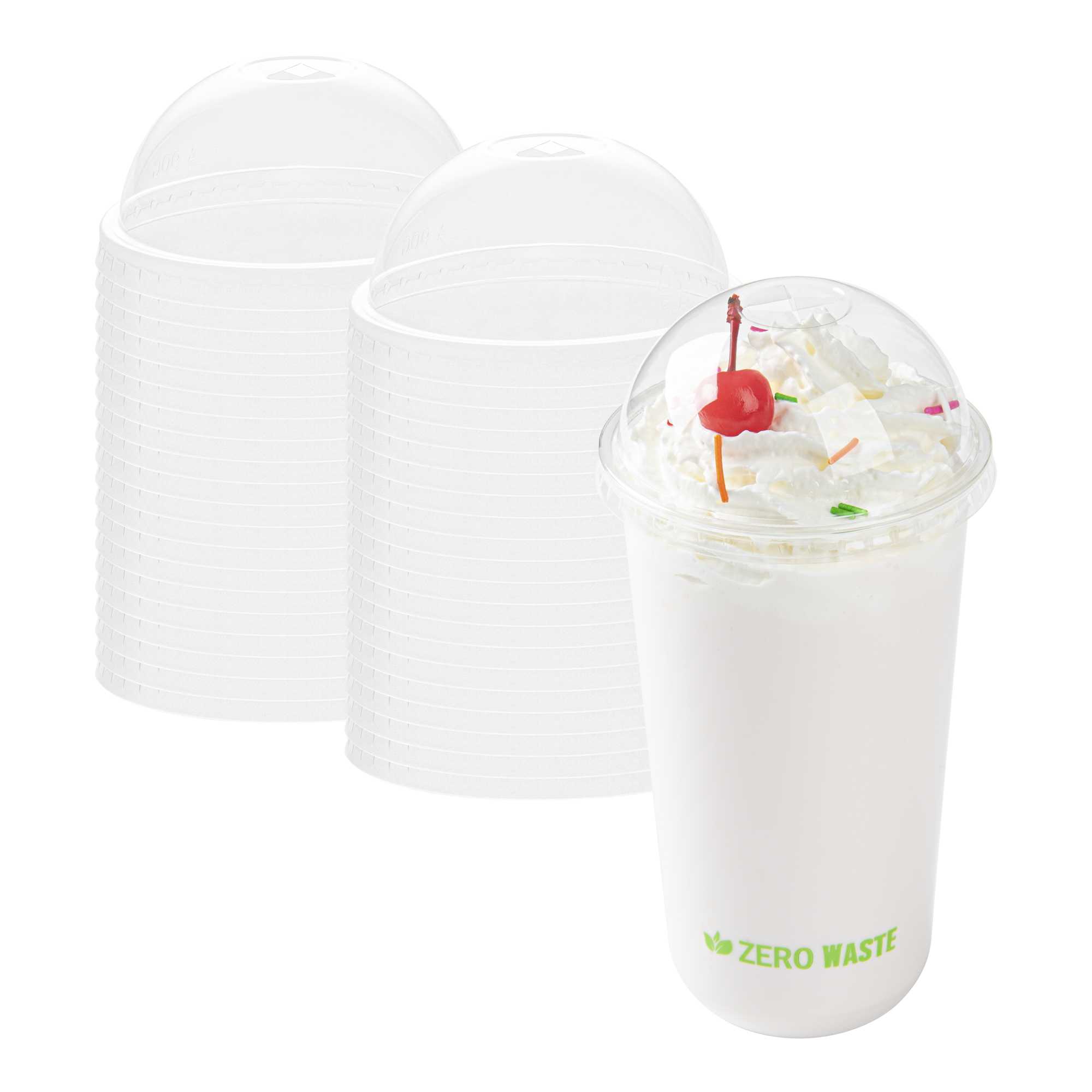 Sustain Round Clear PLA Plastic Dome Lid - Fits 12, 16, and 24 oz Cups, Compostable - 3 1/2" x 3 1/2" x 1 3/4" - 1000 count box