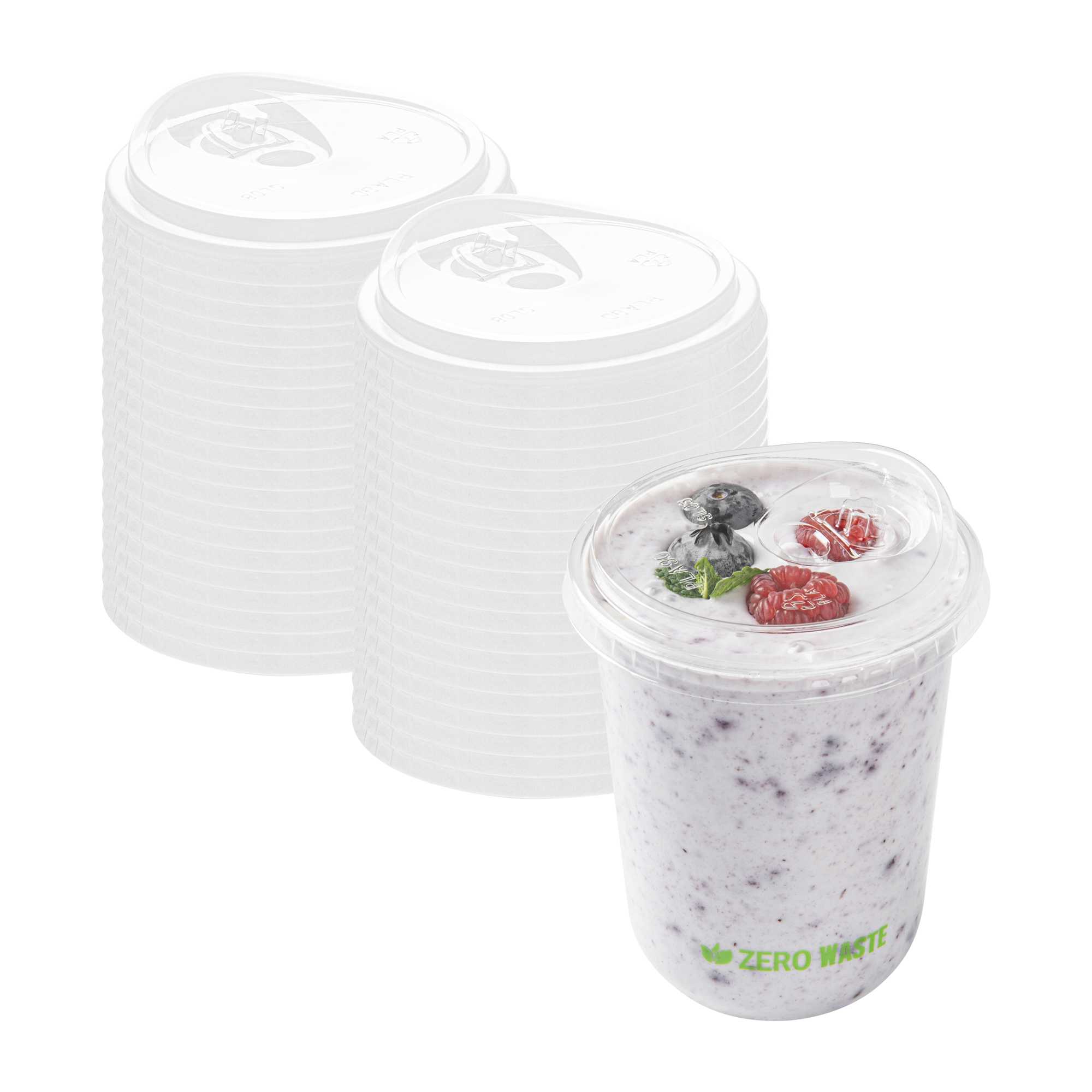 Sustain Round Clear PLA Plastic Straw or Sippy Lid - Fits 12, 16, and 24 oz Cups, Compostable - 3 1/2" x 3 1/2" - 1000 count box