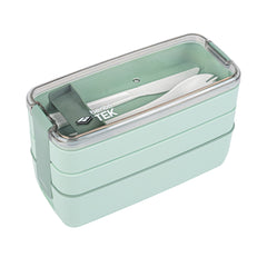Bento Tek 30 oz Green 3-In-1 Lunch Box - BPA-Free, Microwave-Safe, with Fork and Knife - 7 1/2