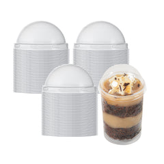 Mini Serve Round Clear Plastic Dome Lid - Fits 5 oz Dessert Cup - 25 count box