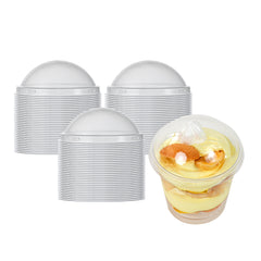 Mini Serve Round Clear Plastic Dome Lid - Fits 6 oz Dessert Cup - 25 count box