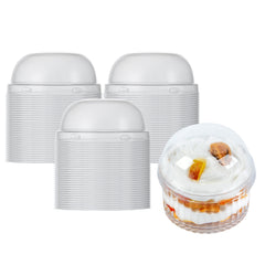 Mini Serve Round Clear Plastic Lid - Fits 4 oz Fluted Dessert Cup - 25 count box