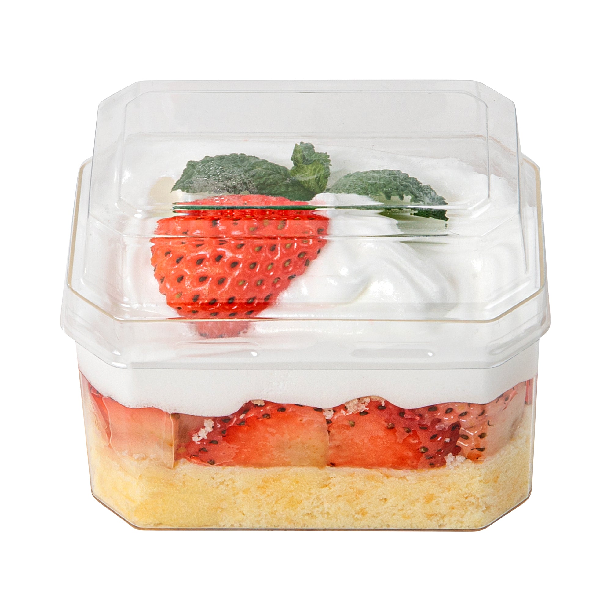 Mini Serve Rectangle Clear Plastic Dome Lid - Fits 3 oz Dessert Cup - 100 count box