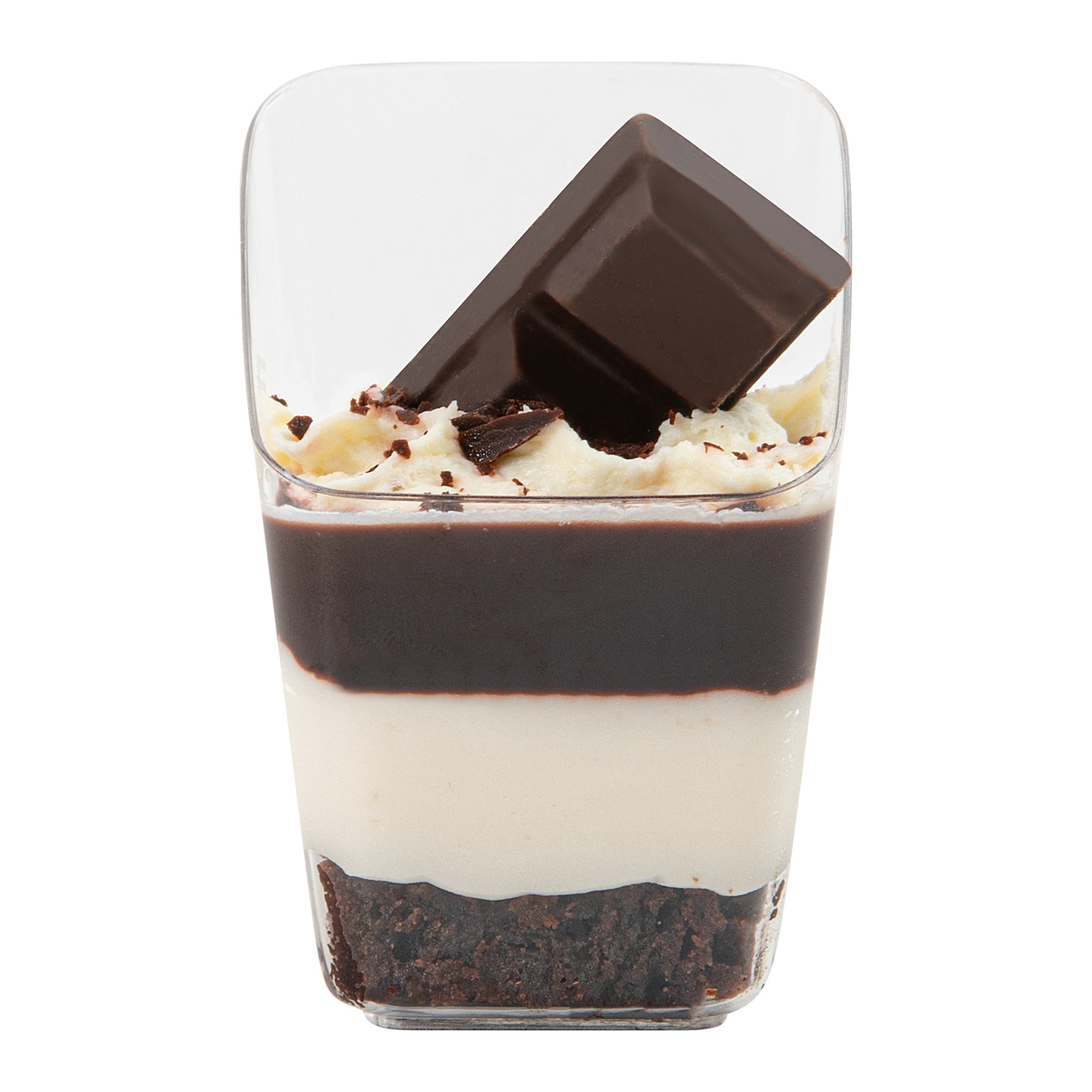 Mini Serve 2 oz Square Clear Plastic Dessert Cup Slanted - 2 1/4'' x 2 1/4'' x 3'' - 100 count box