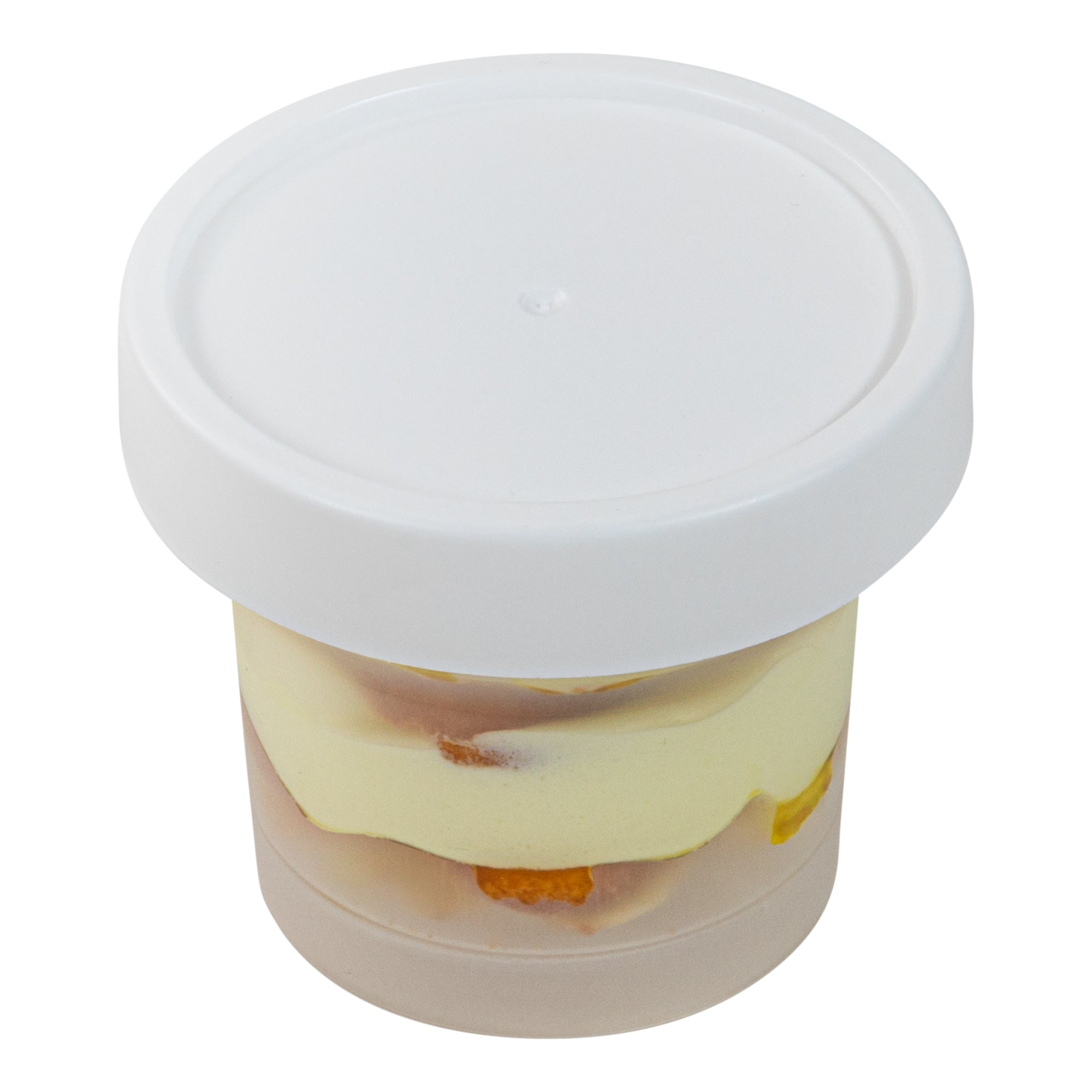 Mini Serve 8 oz Round Clear Plastic Dessert Cup - with Lid - 3 1/2'' x 3 1/2'' x 3'' - 100 count box