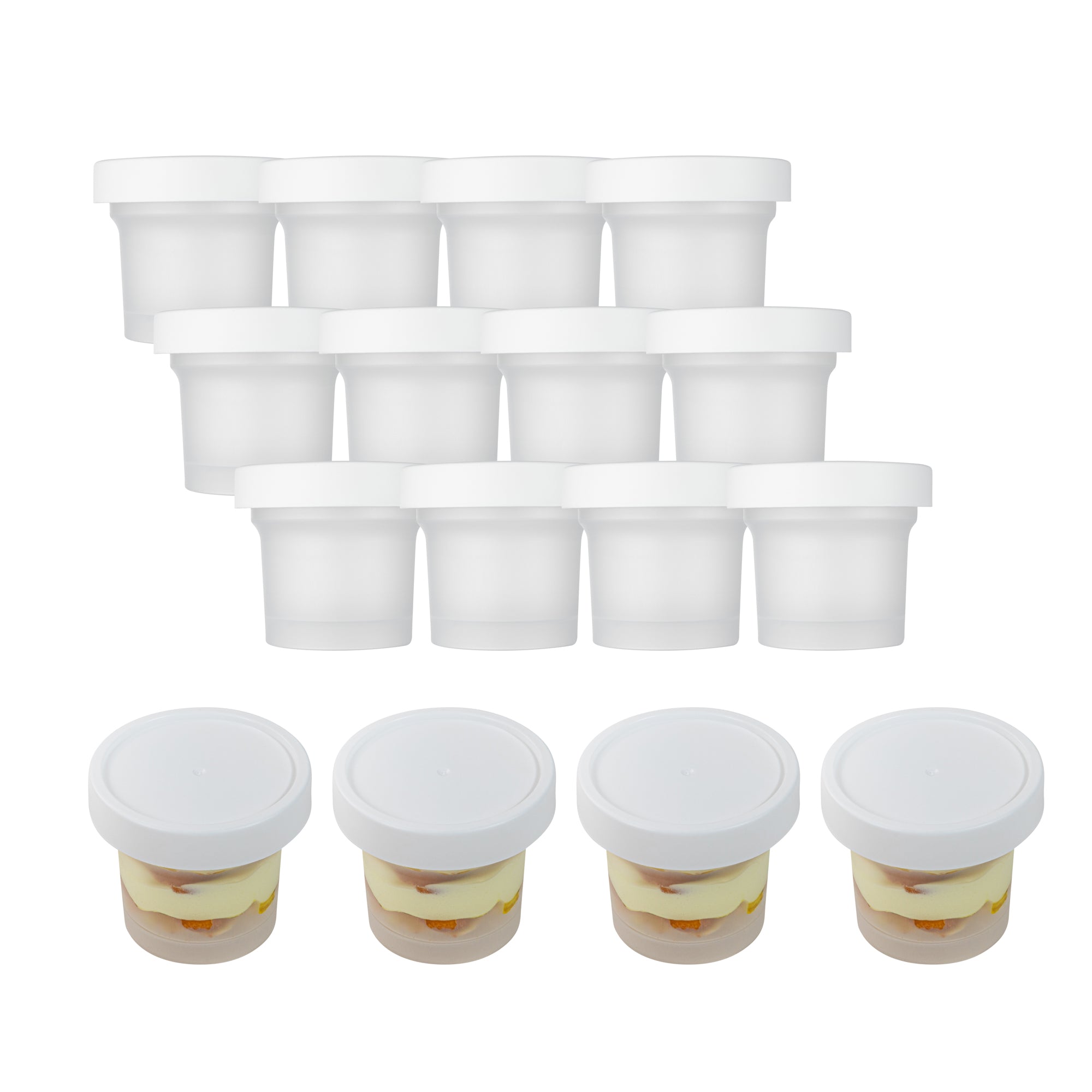 Mini Serve 8 oz Round Clear Plastic Dessert Cup - with Lid - 3 1/2'' x 3 1/2'' x 3'' - 100 count box