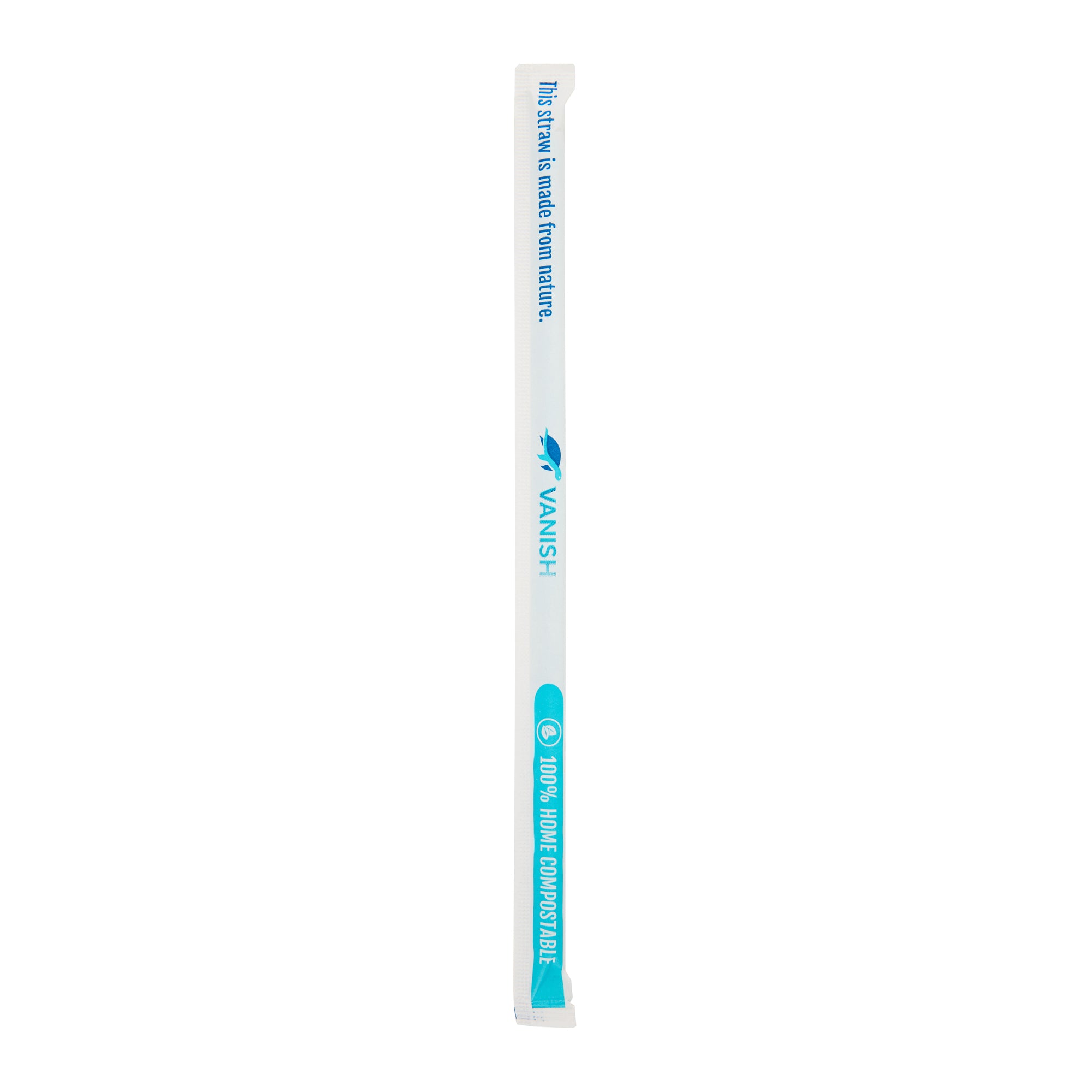 Vanish Blue PHA Plastic Straw - Wrapped, Compostable - 8 1/4" - 100 count box