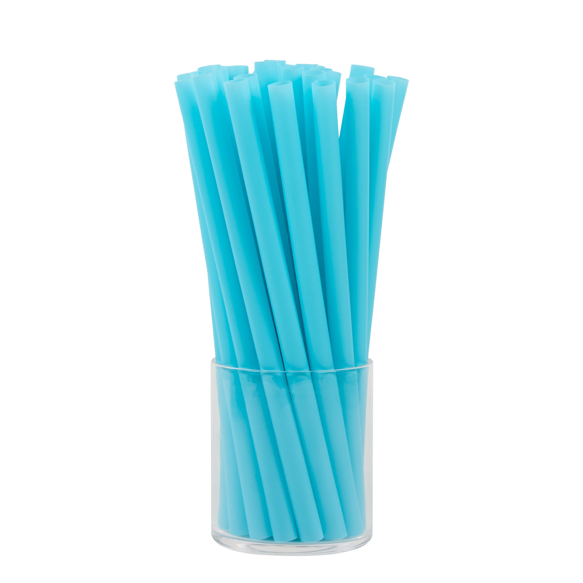 Vanish Blue PHA Plastic Straw - Unwrapped, Compostable - 9" - 100 count box