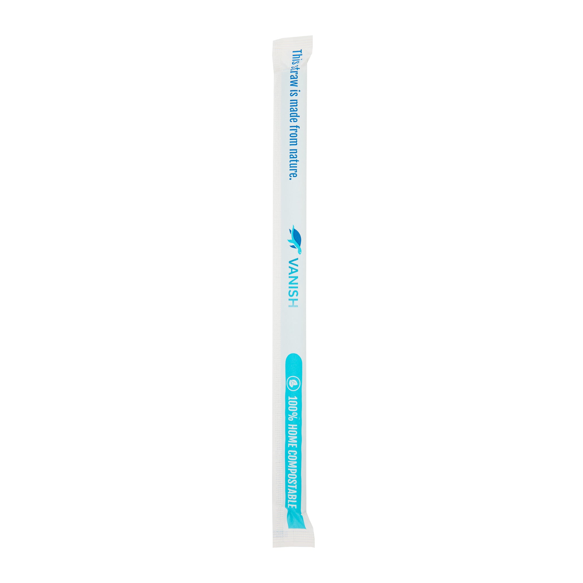 Vanish Blue PHA Plastic Straw - Wrapped, Compostable - 9" - 100 count box
