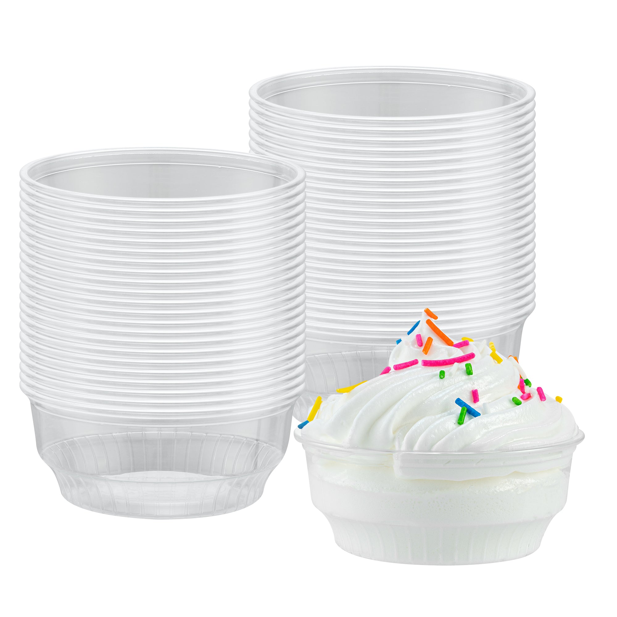 Chef 101 4 oz Round Clear Plastic Dessert Cup - 3 1/4" x 3 1/4" x 1 1/2" - 50 count box