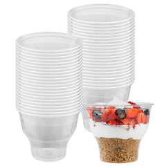 Chef 101 14 oz Round Clear Plastic Dessert Cup - 3 3/4