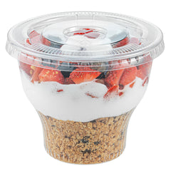 Chef 101 Round Clear Plastic Flat Lid - Fits Plastic Dessert Cup - 3 3/4