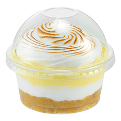 Chef 101 Round Clear Plastic Dome Lid - Fits Plastic Dessert Cup - 3 3/4