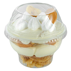 Chef 101 Round Clear Plastic Low Dome Lid - Fits Plastic Dessert Cup - 3 3/4