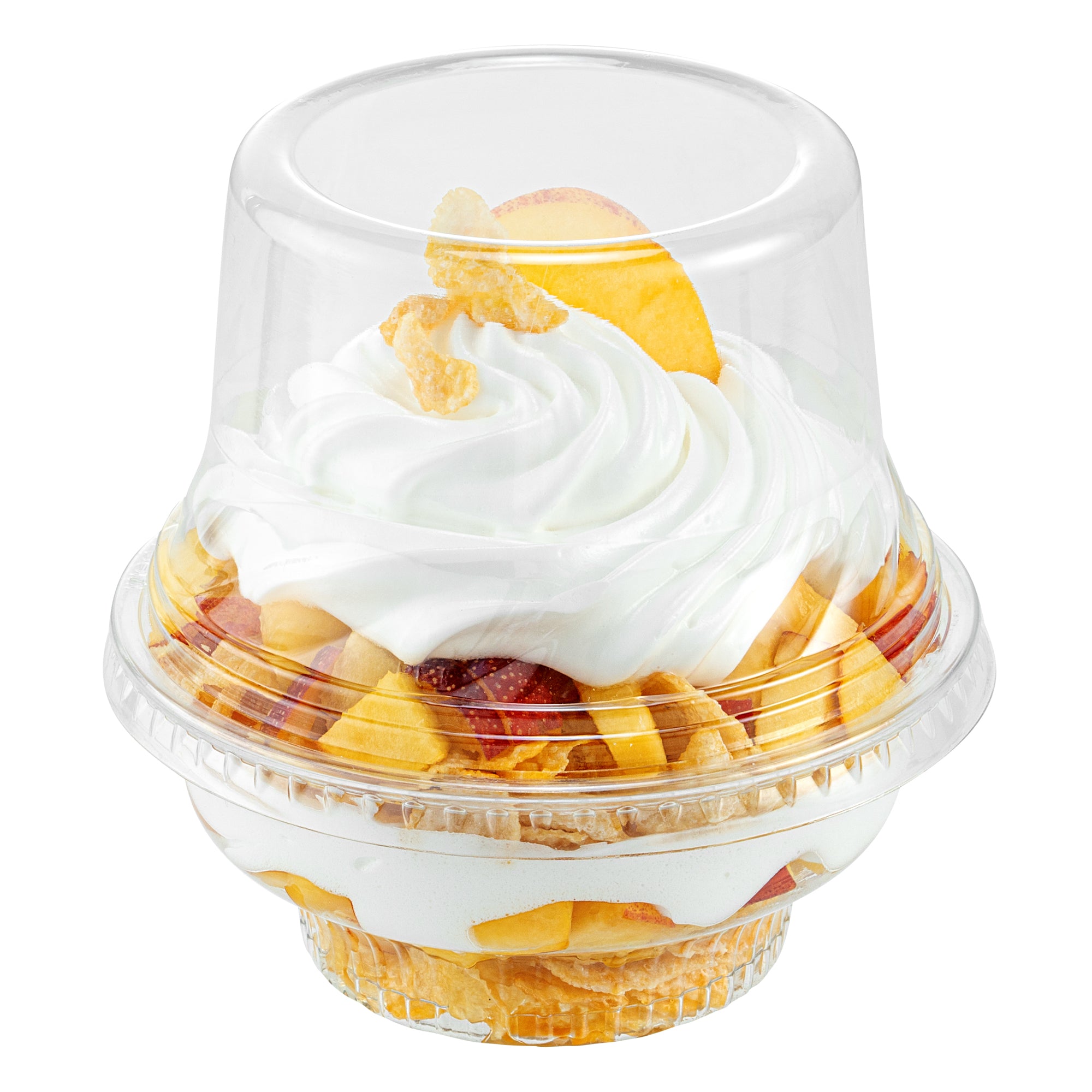 Chef 101 Round Clear Plastic Tall Dome Lid - Fits Plastic Dessert Cup - 3 3/4" x 3 3/4" x 2 1/2" - 50 count box