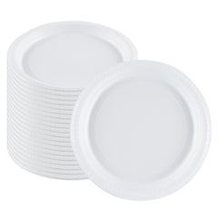 Chef 101 Round White Plastic Plate - Microwavable - 10 1/4