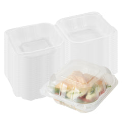 Chef 101 17 oz Square Clear Plastic Clamshell Container - Anti-Fog, Microwavable - 6