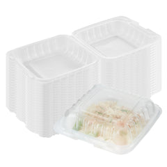 Chef 101 30 oz Square Clear Plastic Clamshell Container - Anti-Fog, Microwavable - 7 1/2
