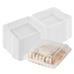 Chef 101 40 oz Square Clear Plastic Clamshell Container - Microwavable - 9