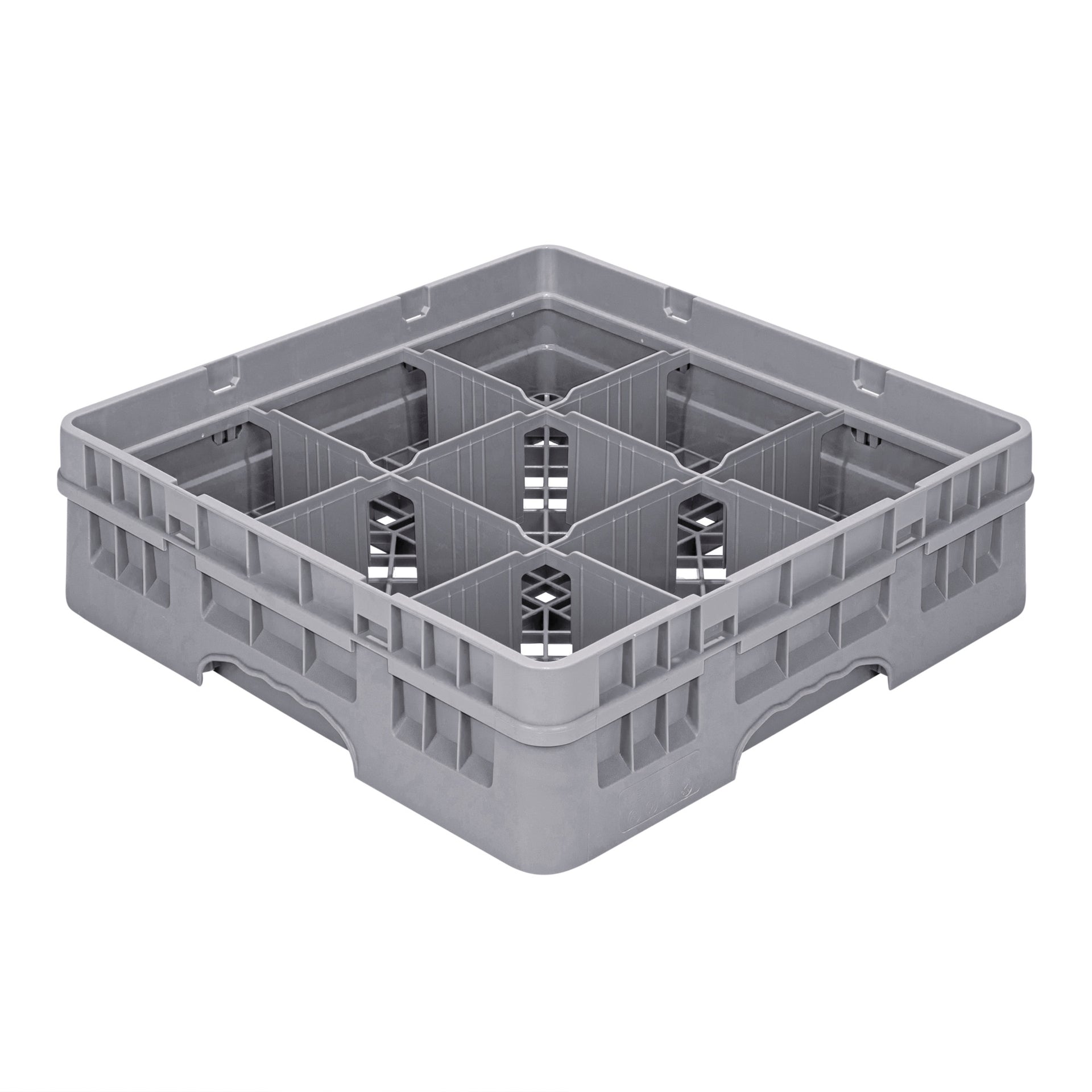 Clean Tek Professional Gray Glass Rack - 9 Compartments, 1 Full Drop Extender - 19 3/4" x 19 3/4" x 5 3/4" - 1 count box