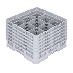 Clean Tek Professional Gray Glass Rack - 9 Compartments, 1 Full Drop and 5 Half Drop Extenders - 19 3/4