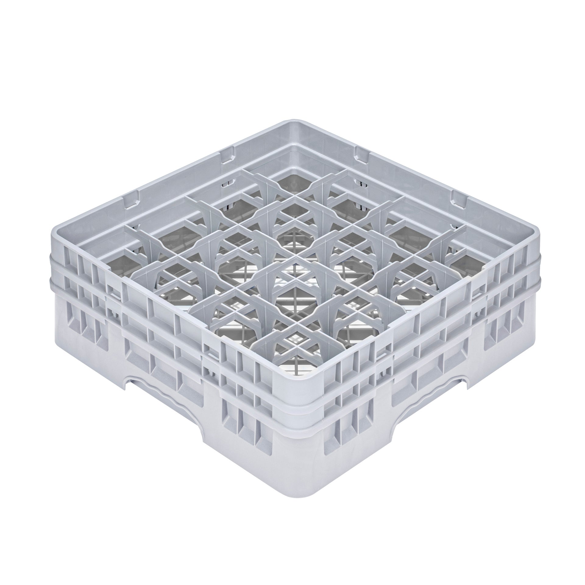 Clean Tek Professional Gray Glass Rack - 16 Compartments, 1 Full Drop and 1 Half Drop Extender - 19 3/4" x 19 3/4" x 7 1/4" - 1 count box