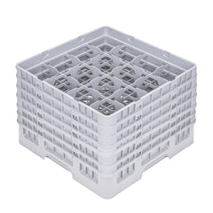 Clean Tek Professional Gray Glass Rack - 16 Compartments, 1 Full Drop and 5 Half Drop Extenders - 19 3/4