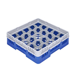 Clean Tek Professional Blue Glass Rack - 25 Compartments, 1 Full Drop Extender - 19 3/4