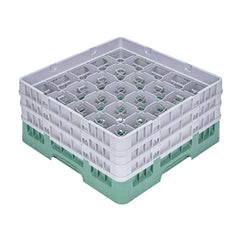 Clean Tek Professional Green Glass Rack - 25 Compartments, 1 Full Drop and 2 Half Drop Extenders - 19 3/4