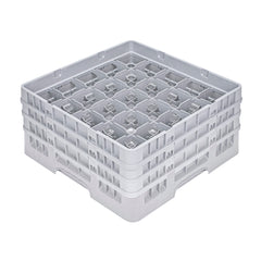 Clean Tek Professional Gray Glass Rack - 25 Compartments, 1 Full Drop and 2 Half Drop Extenders - 19 3/4