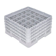 Clean Tek Professional Gray Glass Rack - 25 Compartments, 1 Full Drop and 3 Half Drop Extenders - 19 3/4