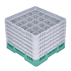 Clean Tek Professional Green Glass Rack - 25 Compartments, 1 Full Drop and 5 Half Drop Extenders - 19 3/4