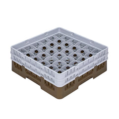 Clean Tek Professional Brown Glass Rack - 36 Compartments, 1 Full Drop and 1 Half Drop Extender - 19 3/4