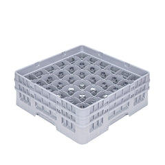 Clean Tek Professional Gray Glass Rack - 36 Compartments, 1 Full Drop and 1 Half Drop Extender - 19 3/4